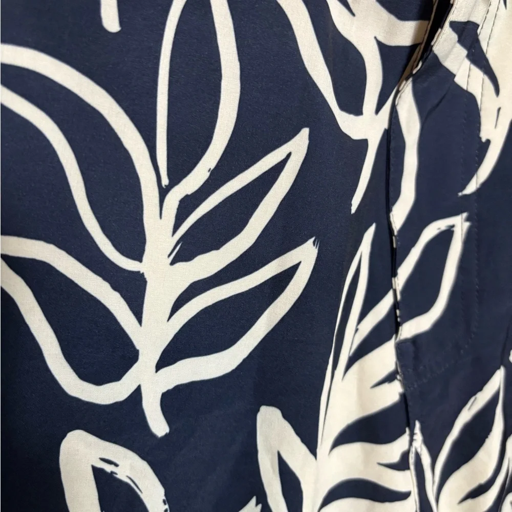 Onia‎ The Calder Mens Swim Trunks Shorts Floral Leaf Pattern Navy Blue White XXL